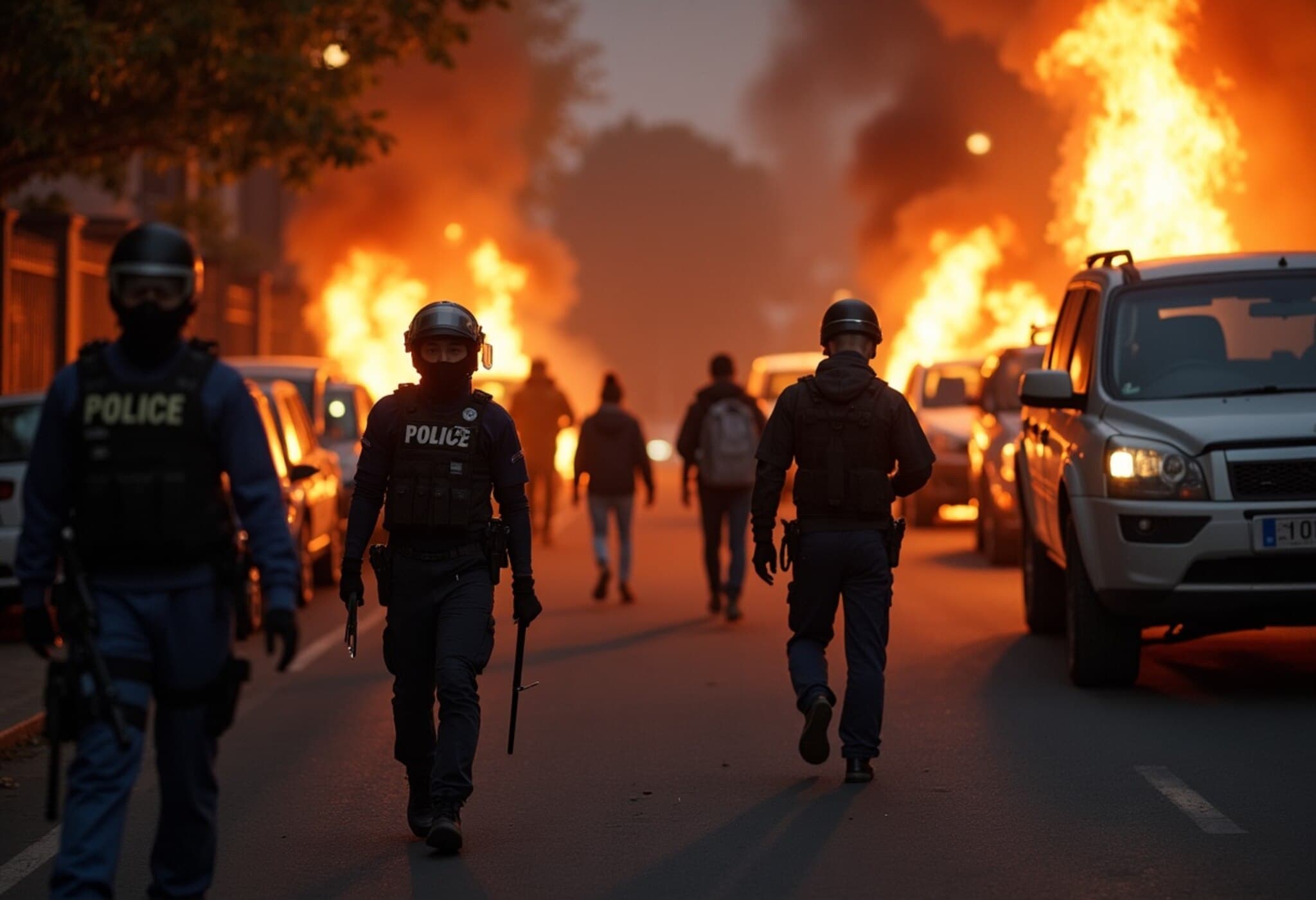 Riot Erupts in Salford as Masked Youths Vandalize Cars and Confront Police Riot Erupts in Salford as Masked Youths Vandalize Cars and Confront Police