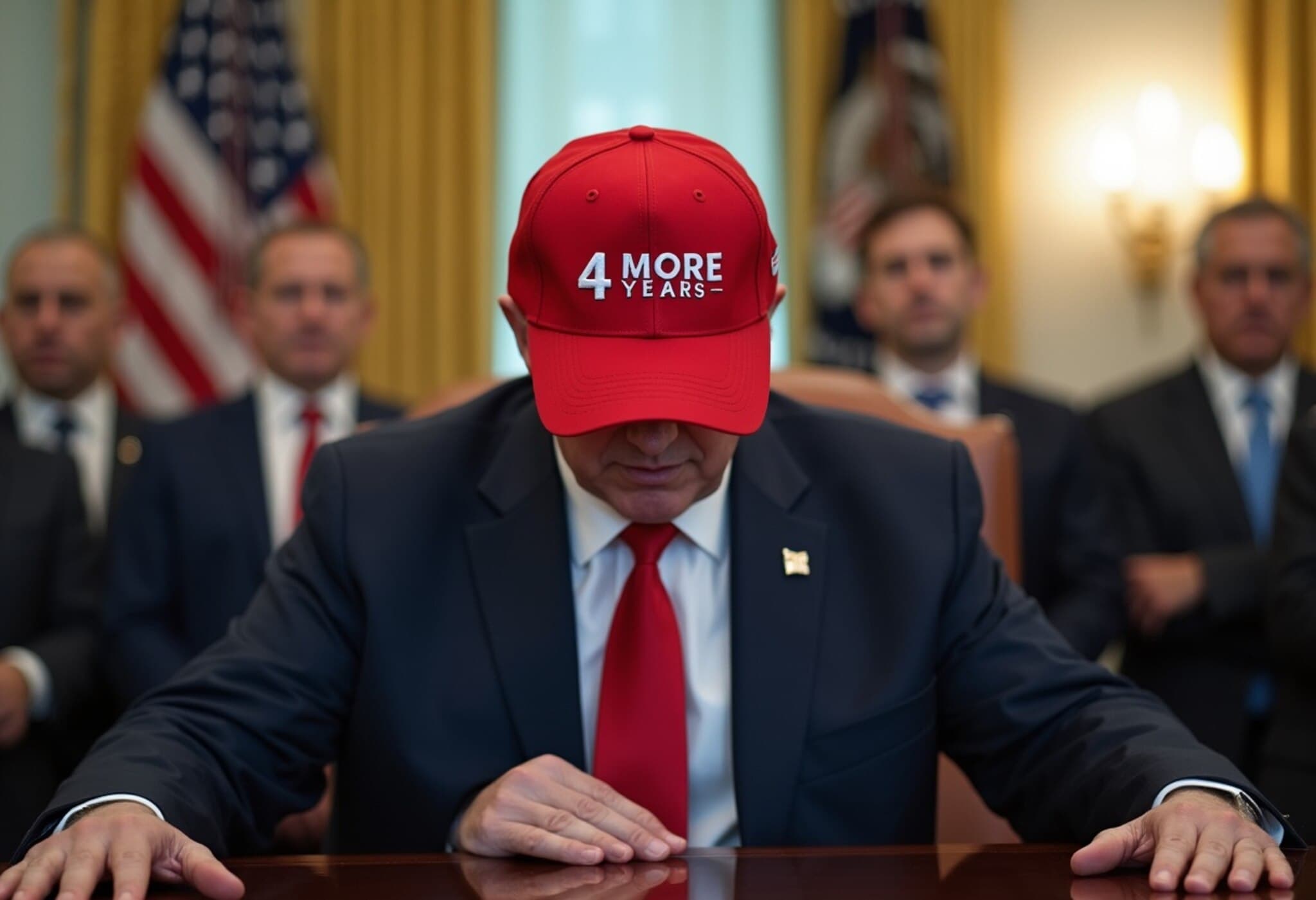 Trump Displays ‘4 More Years’ Hat to European Leaders, Fueling 2028 Speculation Trump Displays ‘4 More Years’ Hat to European Leaders, Fueling 2028 Speculation
