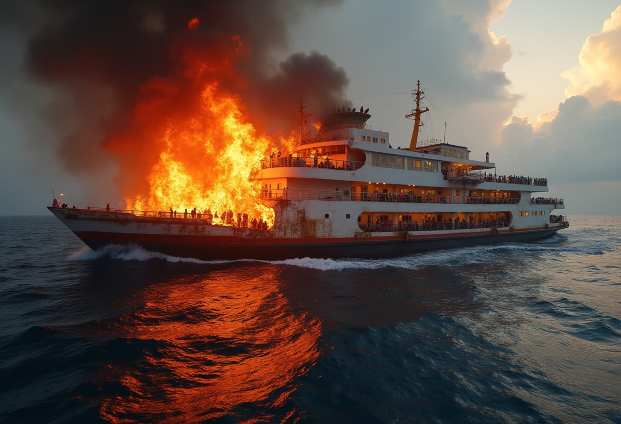 Indonesian Ferry Fire Near Sulawesi Forces 300 Passengers to Jump Into Sea Indonesian Ferry Fire Near Sulawesi Forces 300 Passengers to Jump Into Sea