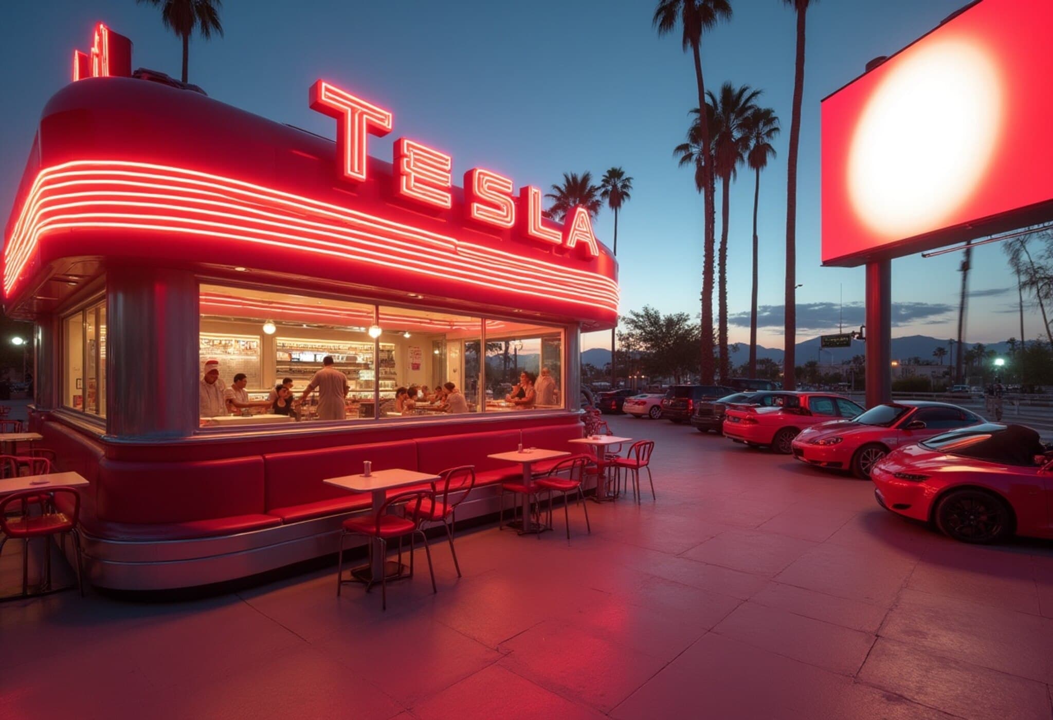 Tesla’s Retro-Futuristic Diner Finally Opens in Los Angeles with Unique Experiences Tesla’s Retro-Futuristic Diner Finally Opens in Los Angeles with Unique Experiences
