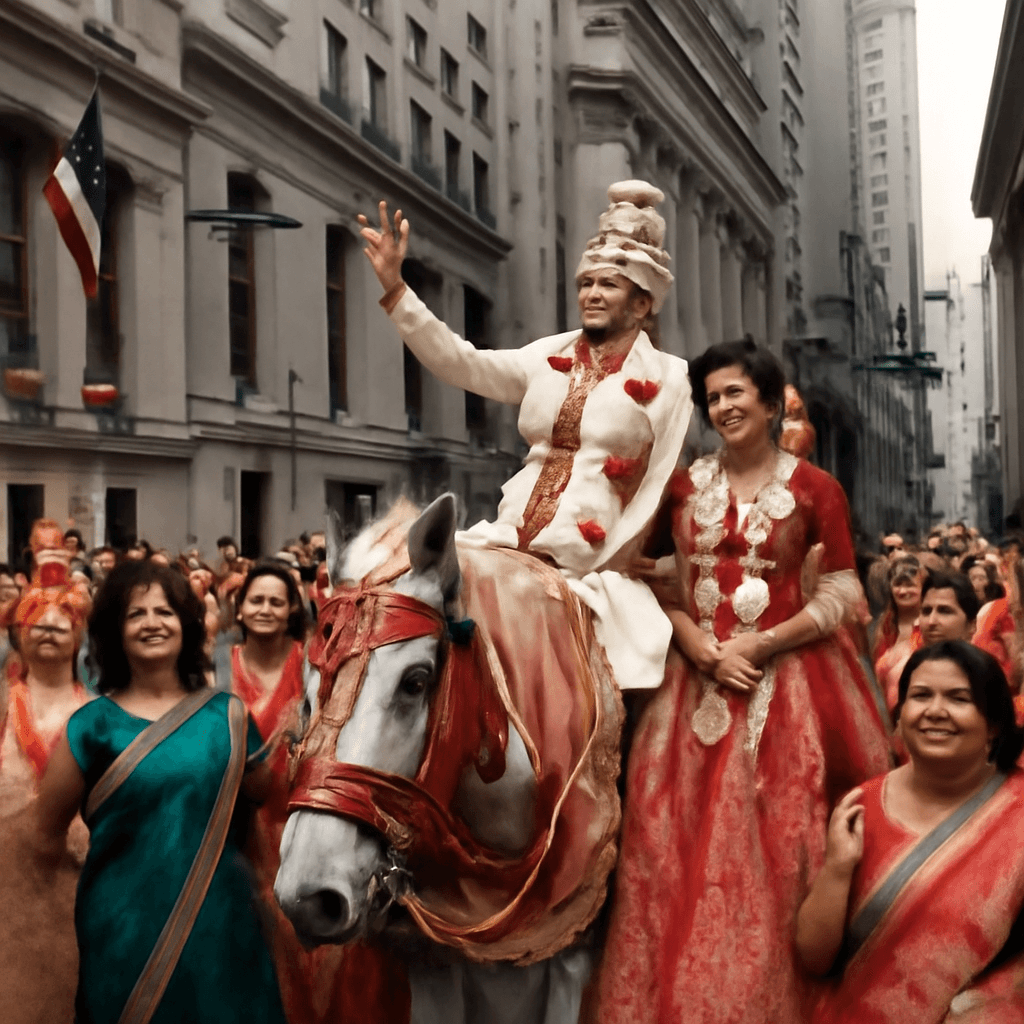 Couple Spends $66,000 to Shut Down Wall Street for Indian Wedding Baraat Couple Spends $66,000 to Shut Down Wall Street for Indian Wedding Baraat