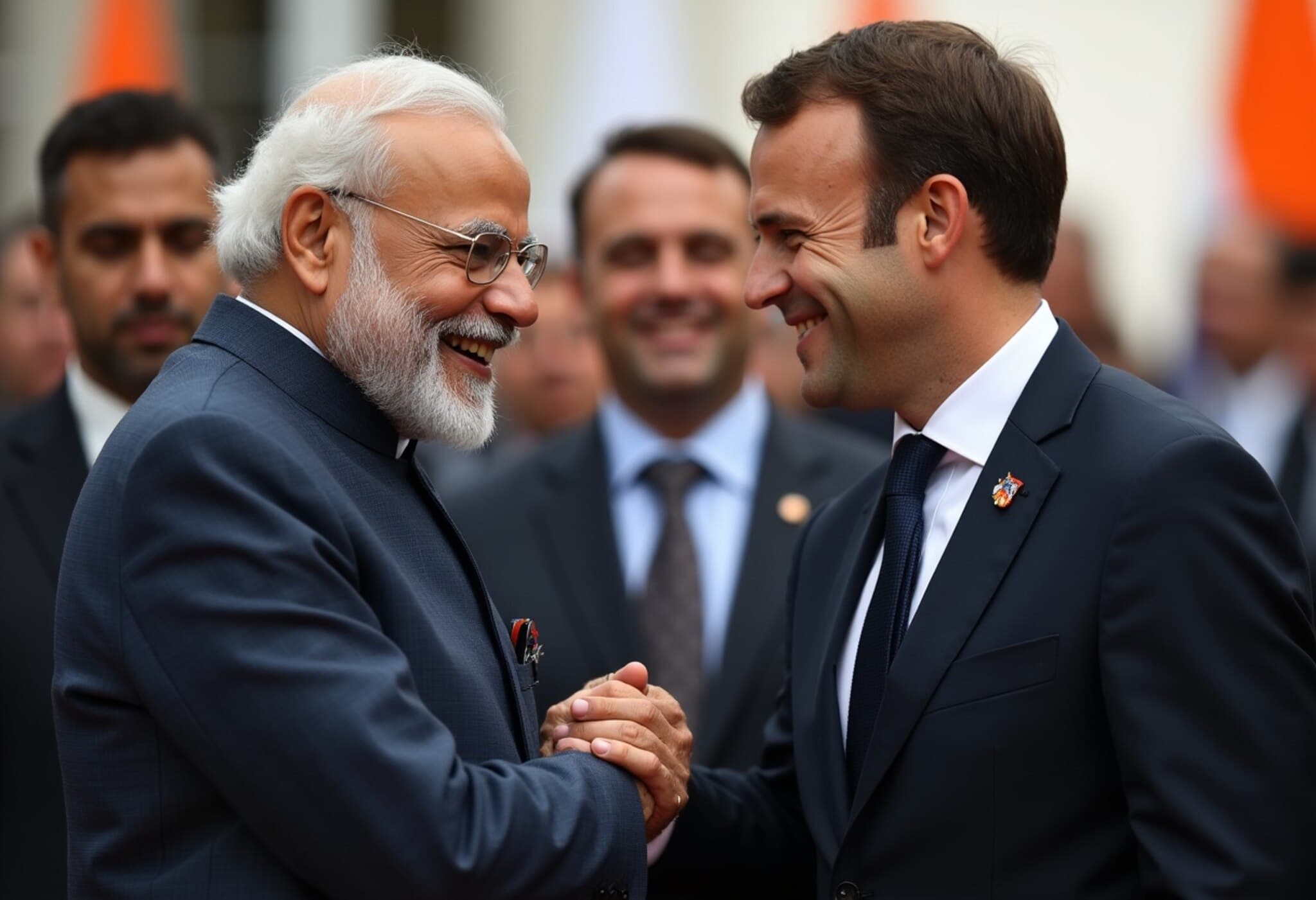 PM Modi Shares Light Moment with Macron Over Social Media Activity PM Modi Shares Light Moment with Macron Over Social Media Activity
