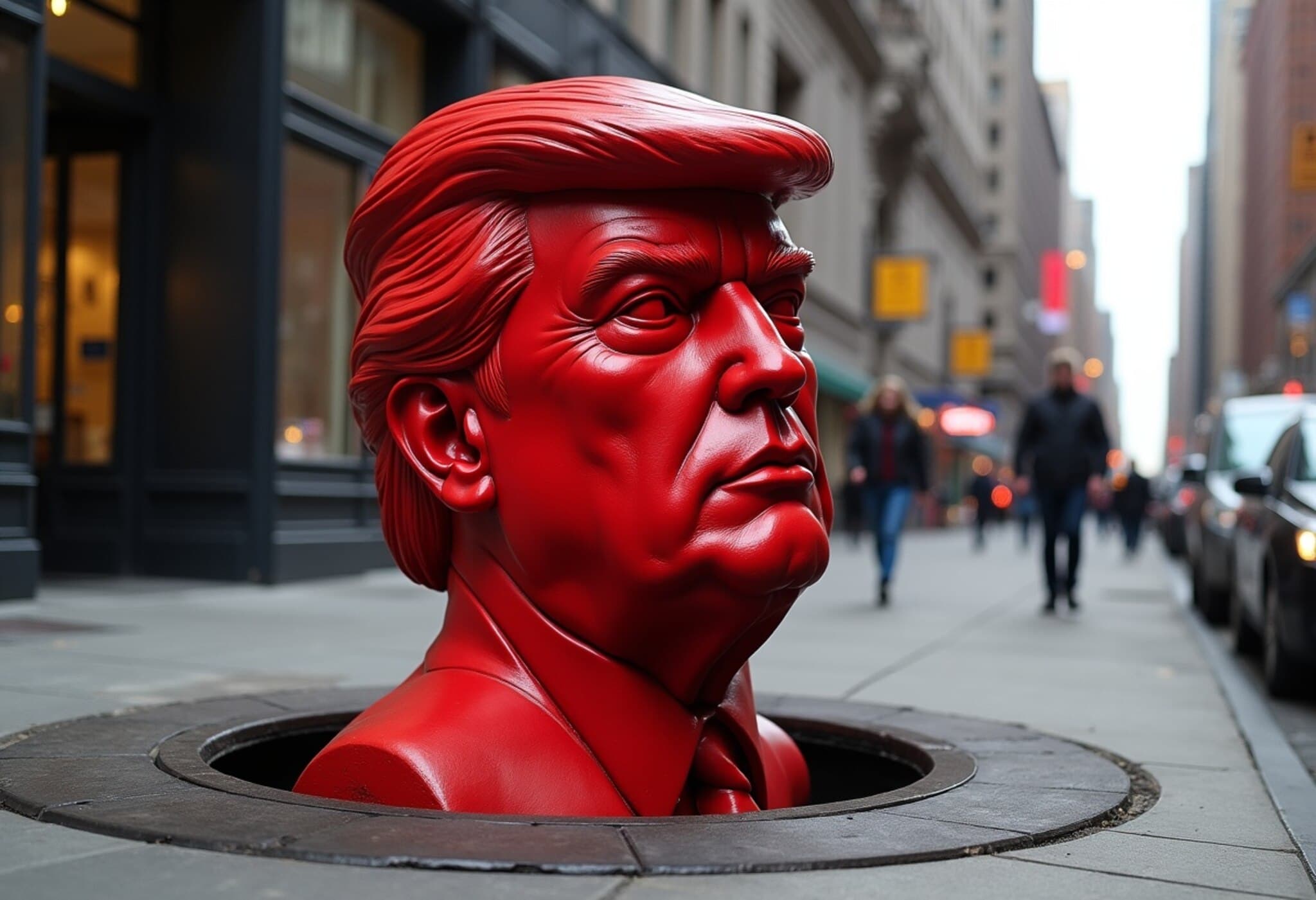 Red Trump Sculpture Erupts in Manhattan: A Bold Artistic Statement Sparks Debate Red Trump Sculpture Erupts in Manhattan: A Bold Artistic Statement Sparks Debate